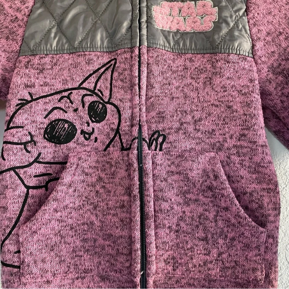 Star‎ Wars Girl's Baby Yoda Pink Full Zip Up Hooded Light Weight Jacket Size 5